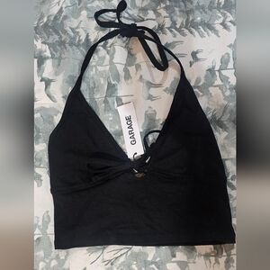 NWT Garage Tie-Front Crop Halter Top SMALL S